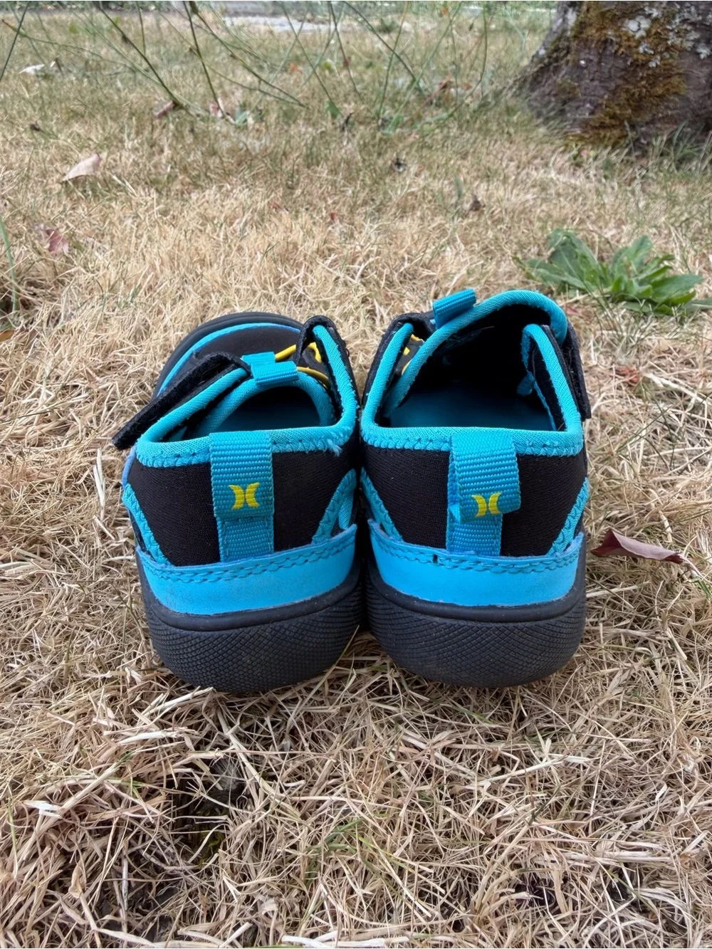 Hurley Kids Blue and Black Water Shoes with Yellow Accents